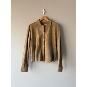 bagatelle suede leather khaki beige shacket